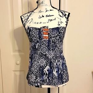 Lucky Brand Tankini Set, Sz S and bikini bottoms, Sz M